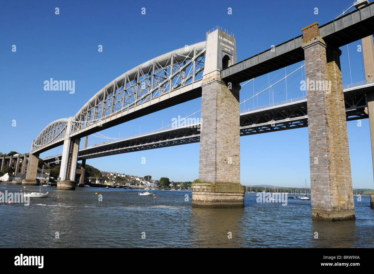 Brücken über den Fluss Tamar Stockfoto