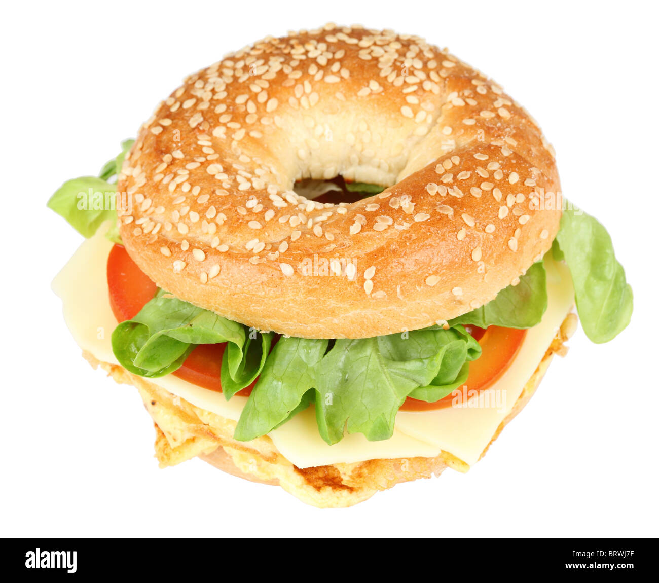 Frischen Bagel Sandwich isoliert auf weißem Hintergrund Stockfoto