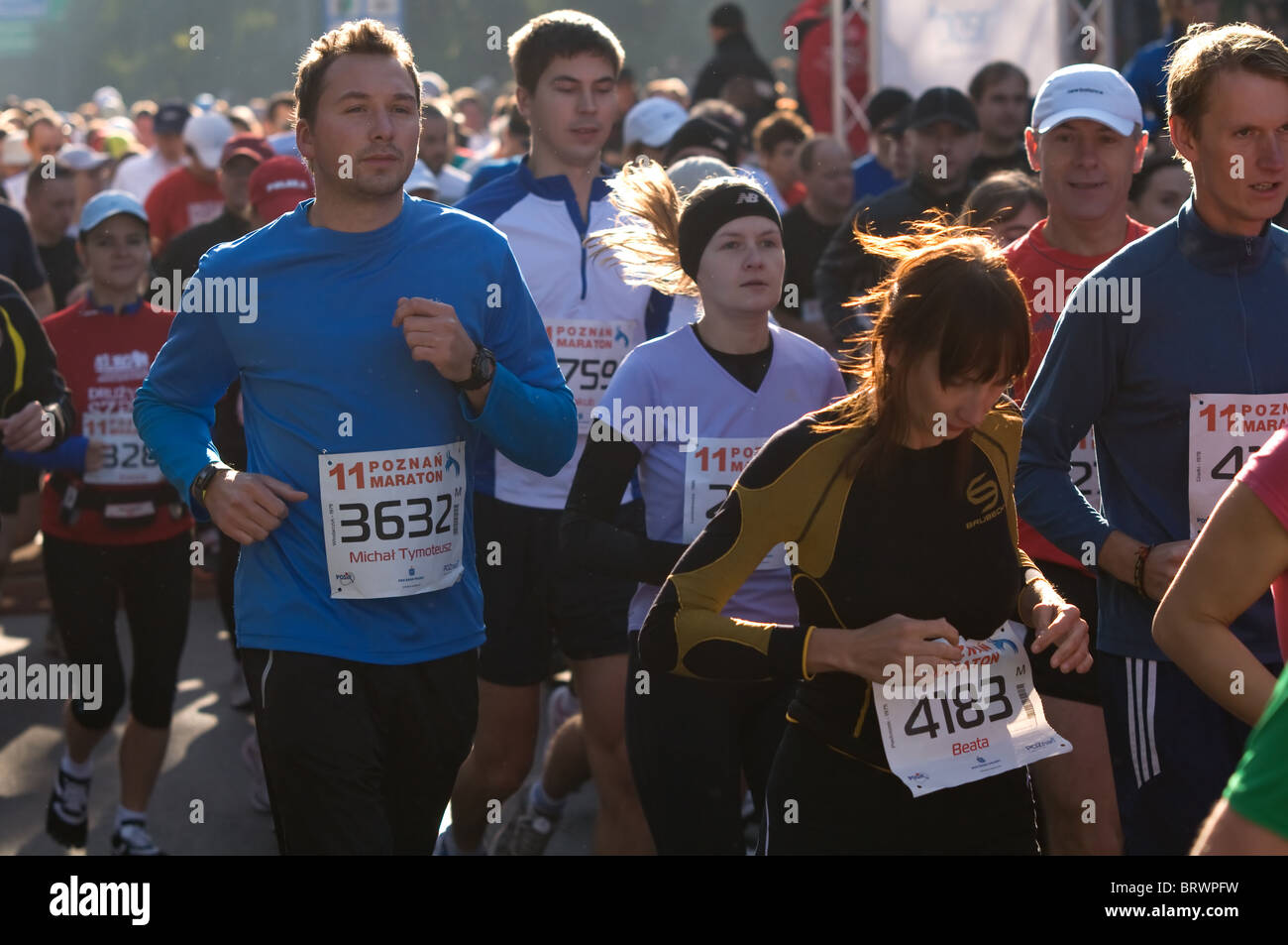 POSEN, POLEN - OKTOBER 10. Poznan Marathon startet. 11. Auflage. 10. Oktober 2010 in Poznan, Polen. Stockfoto