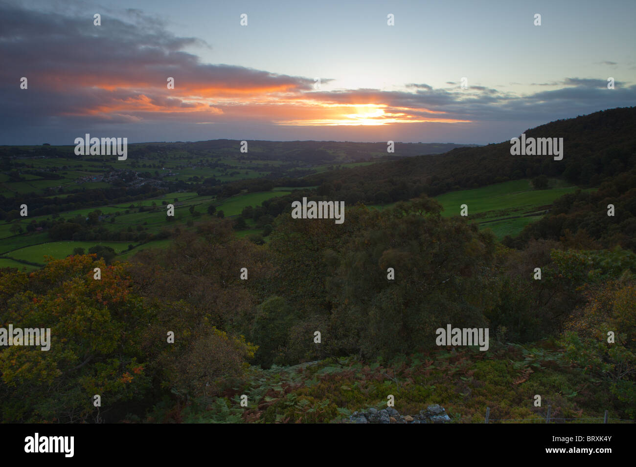 Sonnenaufgang über dem Nidderdale Stockfoto