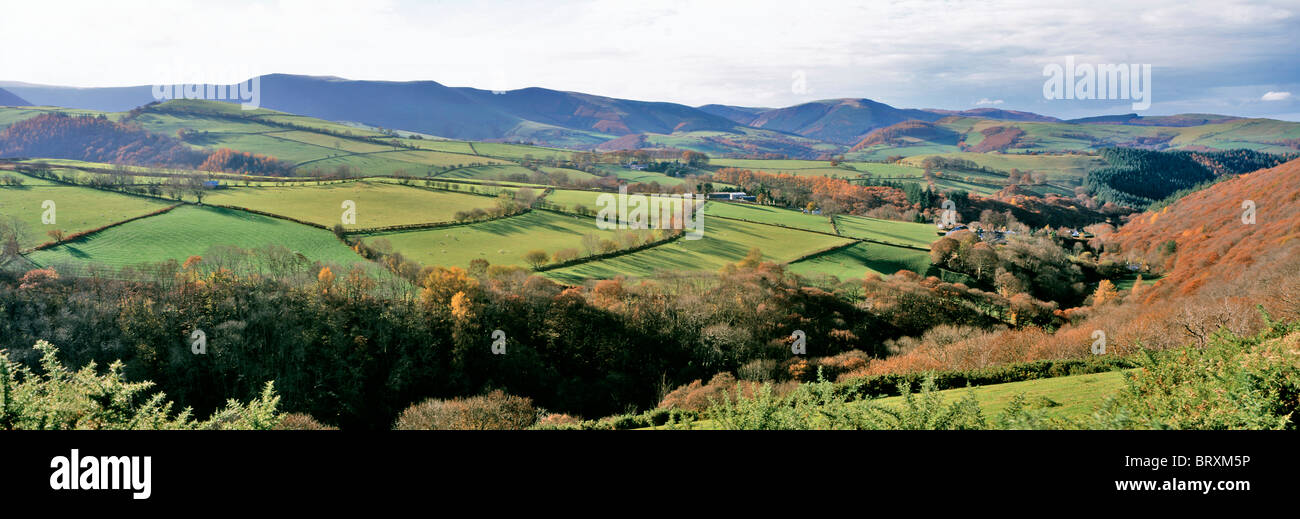 Panorama von Ackerland in Mid-Wales Stockfoto