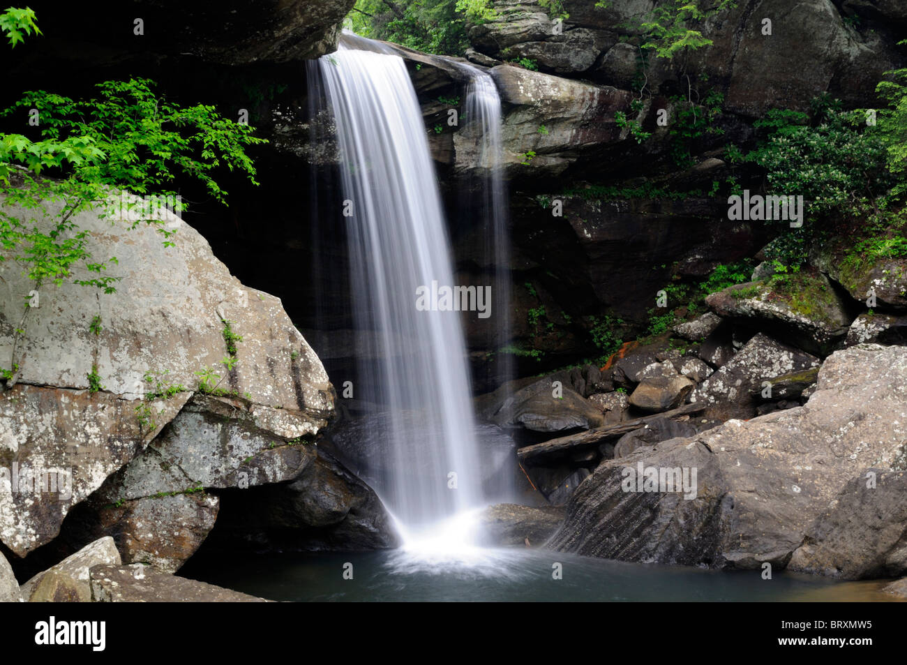 Eagle Falls Wasserfall am Cumberland Falls State Park Kentucky unterbieten Preisunterbietung Überhang Reflexion Stockfoto