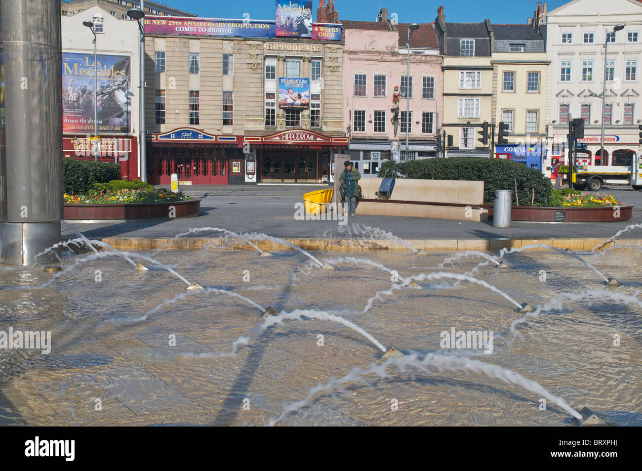 Das Hippodrom und Brunnen im Anker Road Bristol City centre Stockfoto