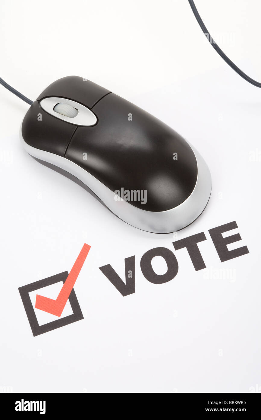 Abstimmung und Computer-Maus, Online-Voting Stockfoto