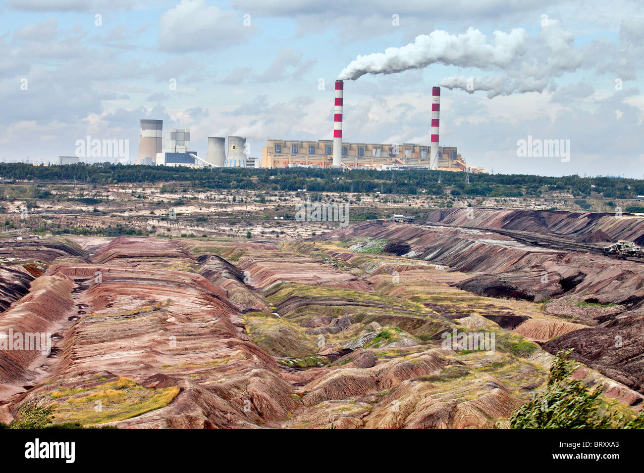 Verwüsteten Landschaft, offene Grube, mine, Bełchatów, Polen Stockfoto