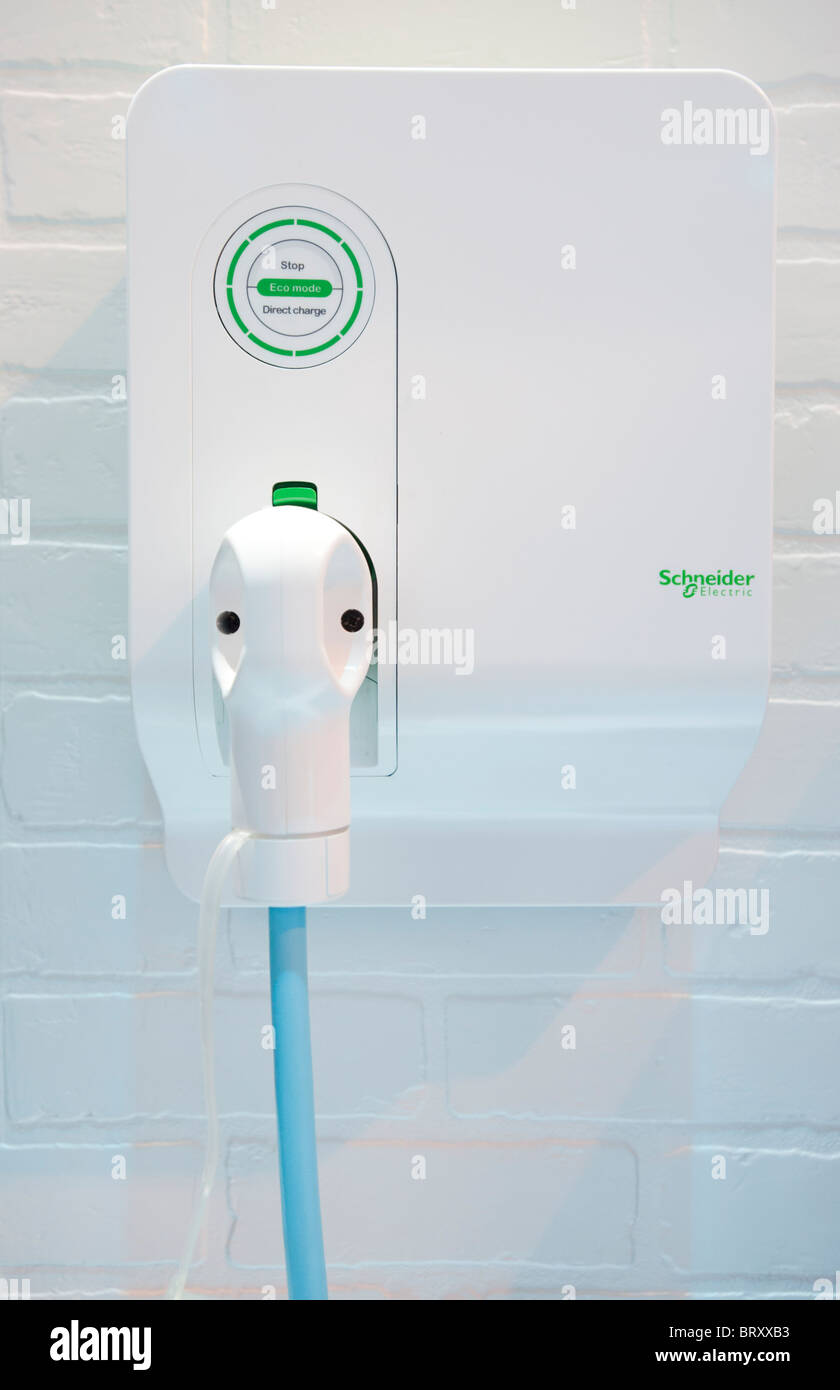 Detail des Plug-in-Elektro-Auto Ladestationen für Renault Elektroautos auf der Paris Motor Show 2010 Stockfoto