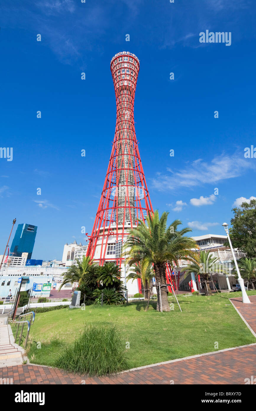 Port Tower, um die Stadt Kobe, Hyogo Präfektur, Honshu, Japan Stockfoto