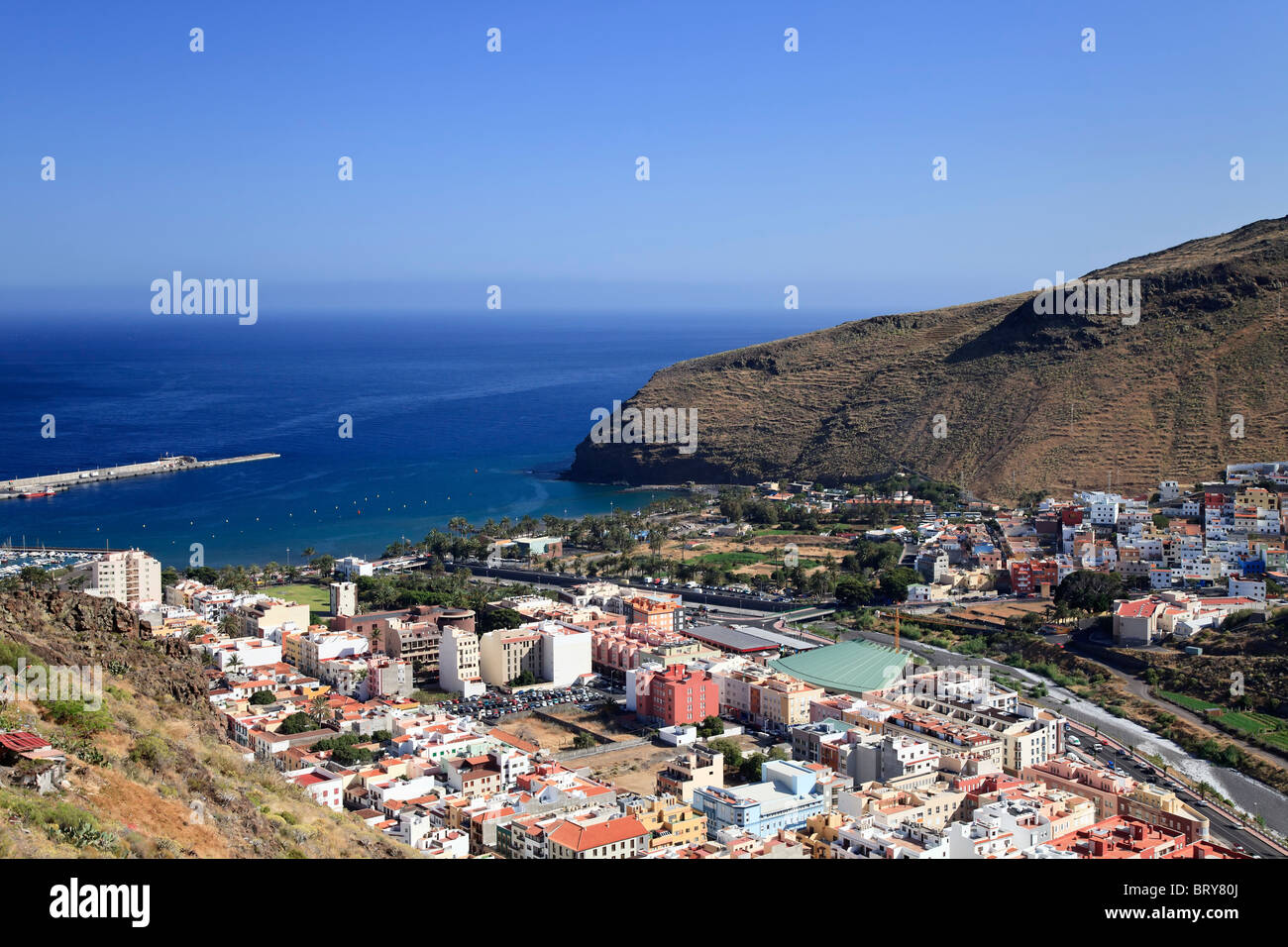 Kanarische Inseln, La Gomera, San Sebastian De La Gomera, Luftbild Stockfoto
