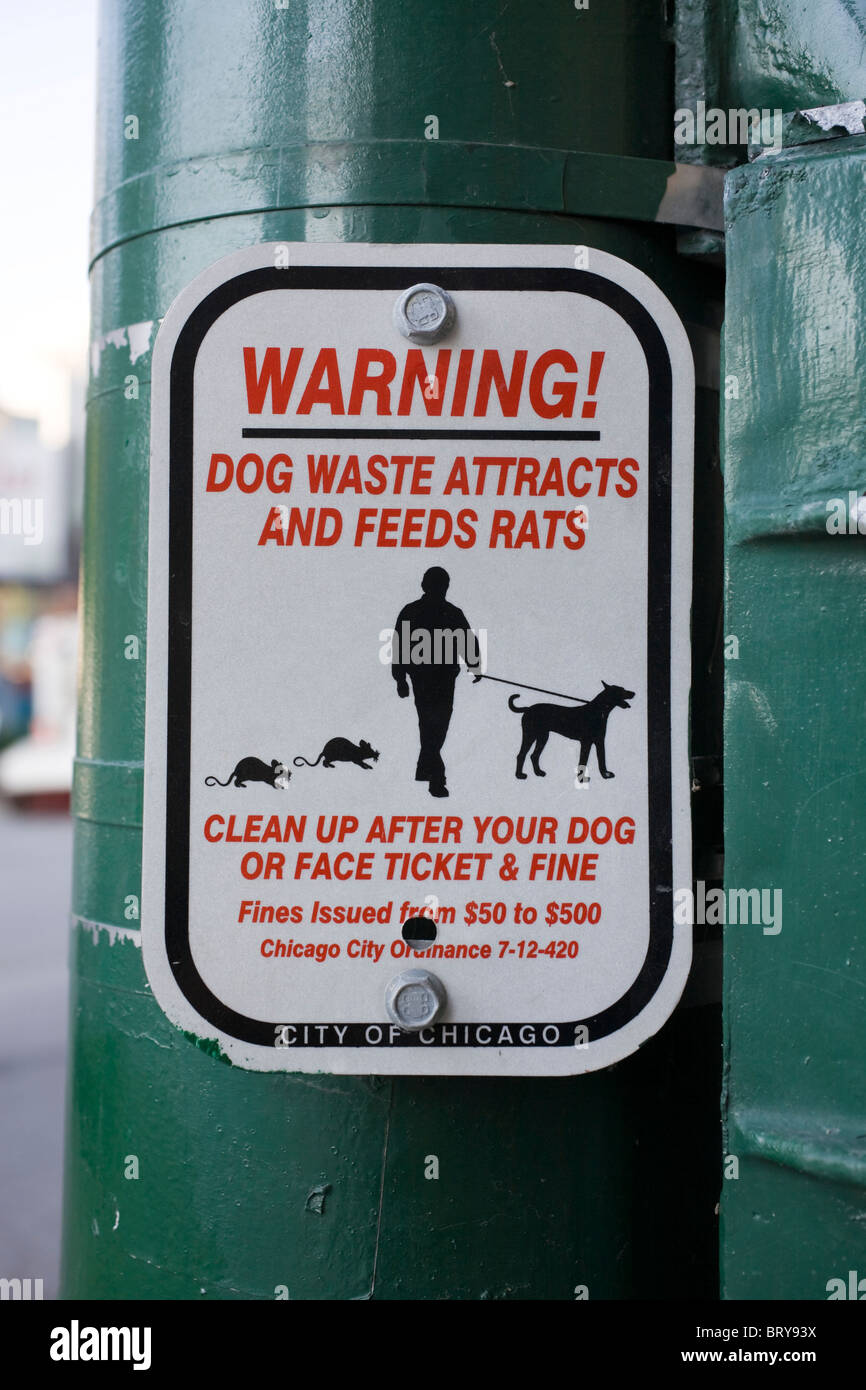 Warnschild Chicago Illinois USA Stockfoto