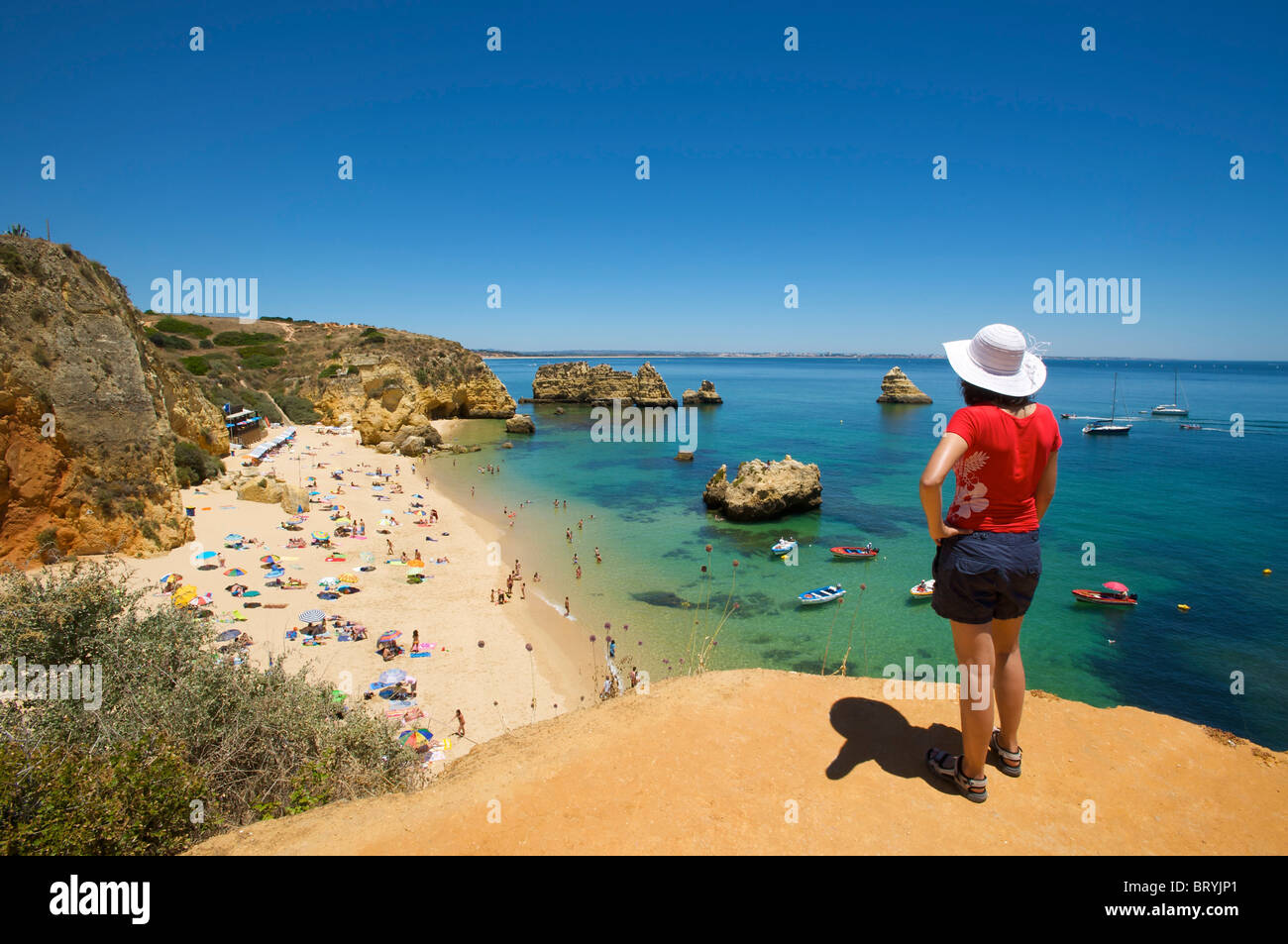 Praia da Dona Ana, Algarve, Portugal Stockfoto