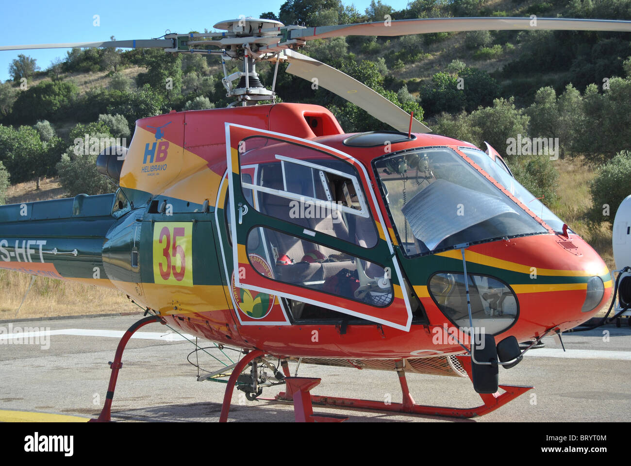 Ein Rettungshubschrauber, Pernes, Santarém, Portugal Stockfoto