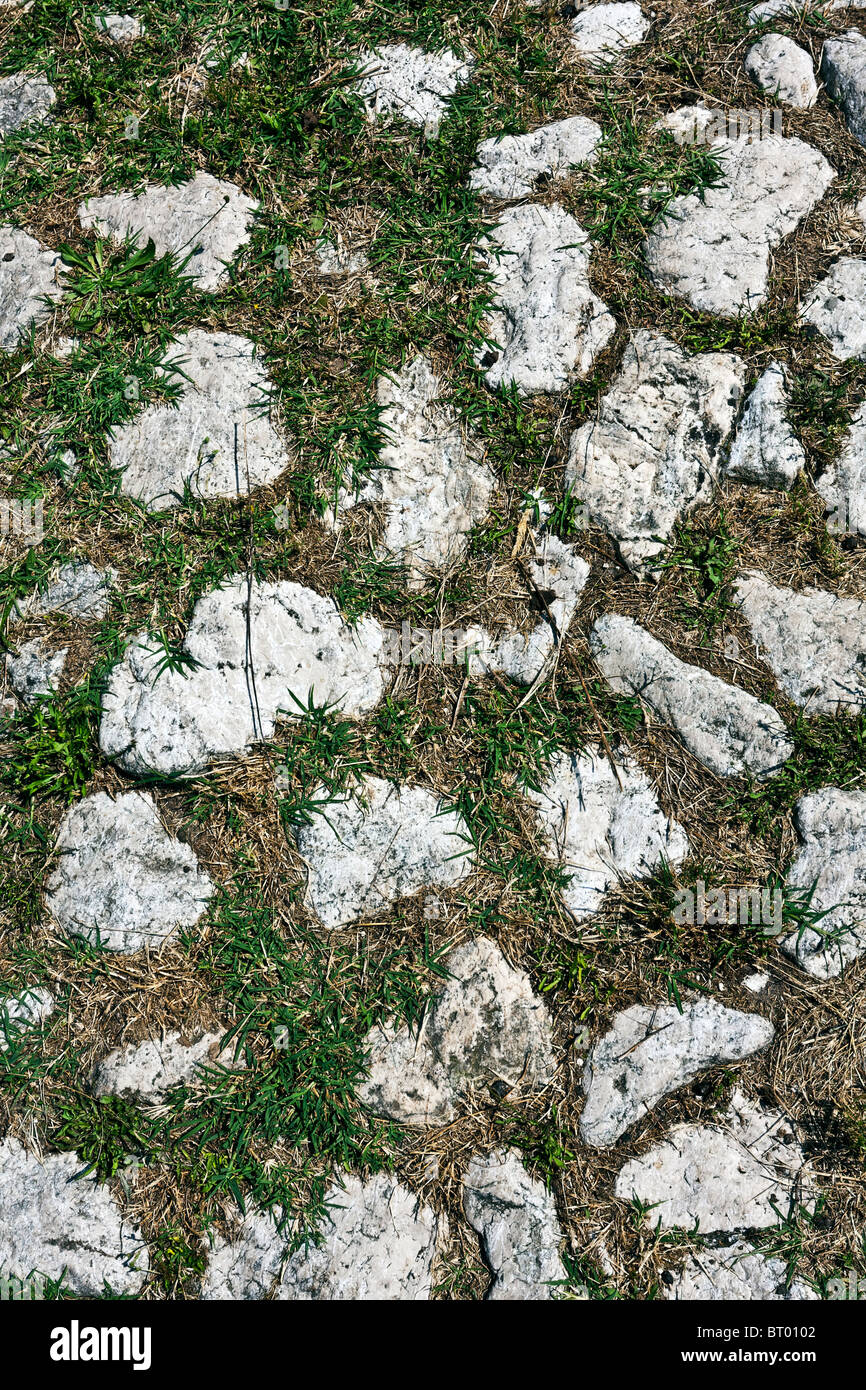 Pflasterstein römische Straße Textur Stockfoto