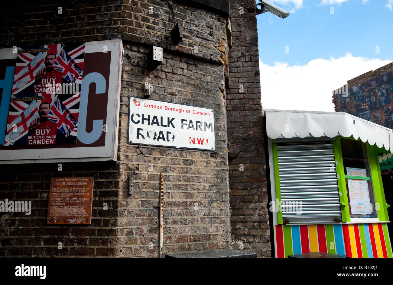 London Camden Town, Chalk Farm Road sign Stockfoto