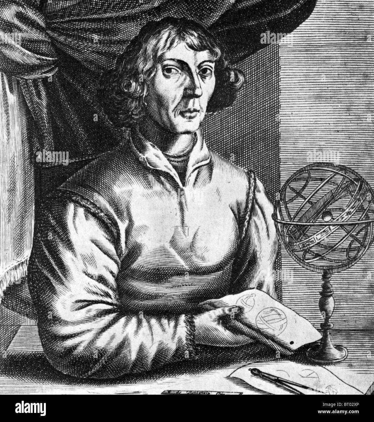 NICOLAUS COPERNICUS (1473-1543) polnischer Astronom Ith eine Armillarsphäre Stockfoto