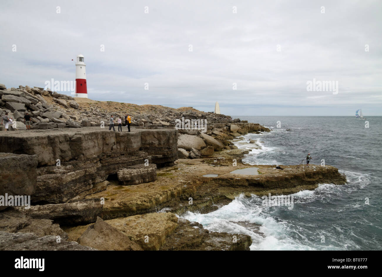 Der Leuchtturm am Portland Bill in Dorset Stockfoto