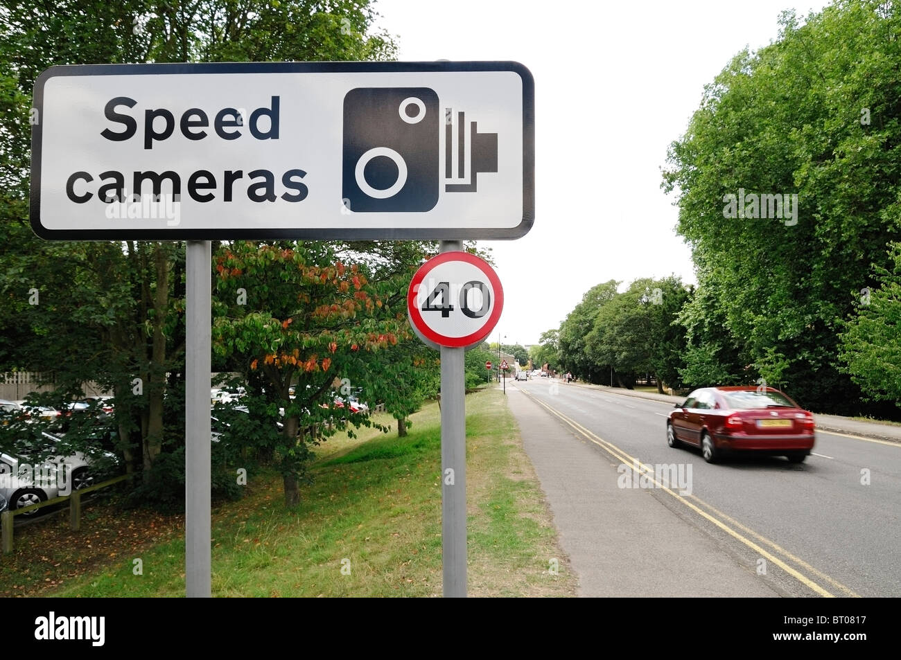 Geschwindigkeit Kamera Zeichen, Windsor, Berkshire, UK. Stockfoto