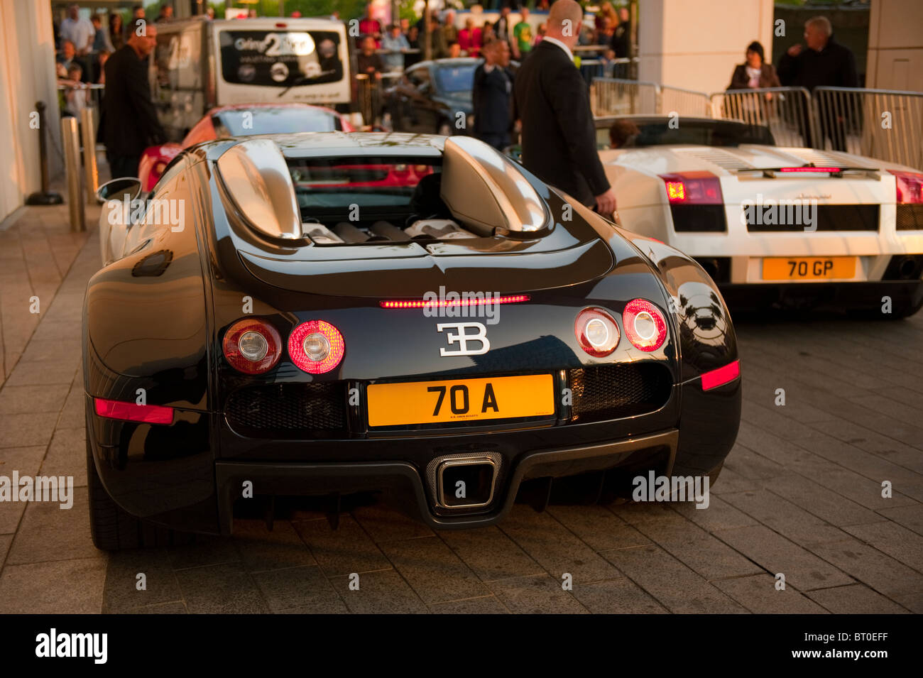 Schwarze Super Sportwagen Bugatti Veyron 16.4 Stockfoto