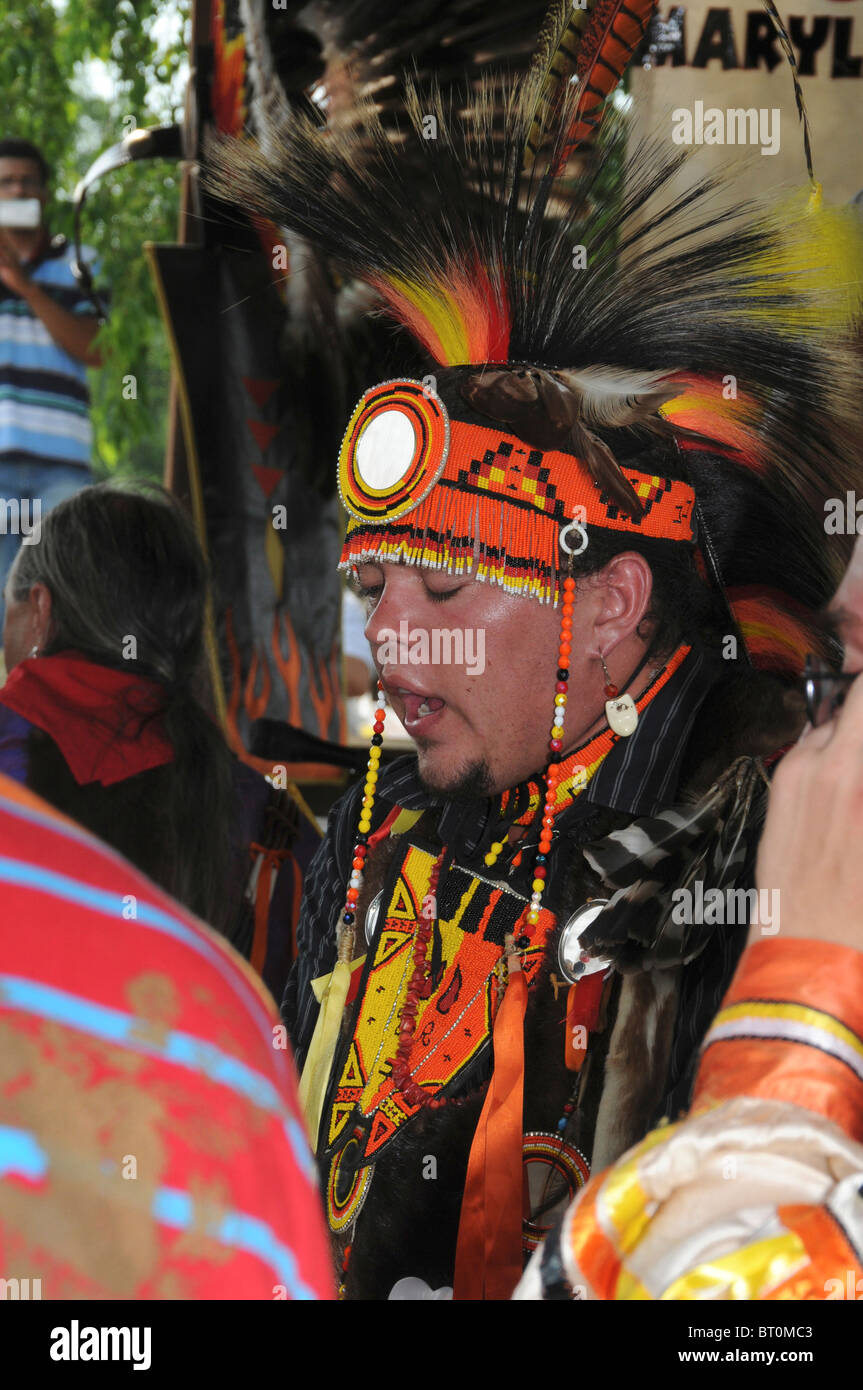 Junge Indianer auf einem Powwow in Waldorf, Maryland Stockfoto