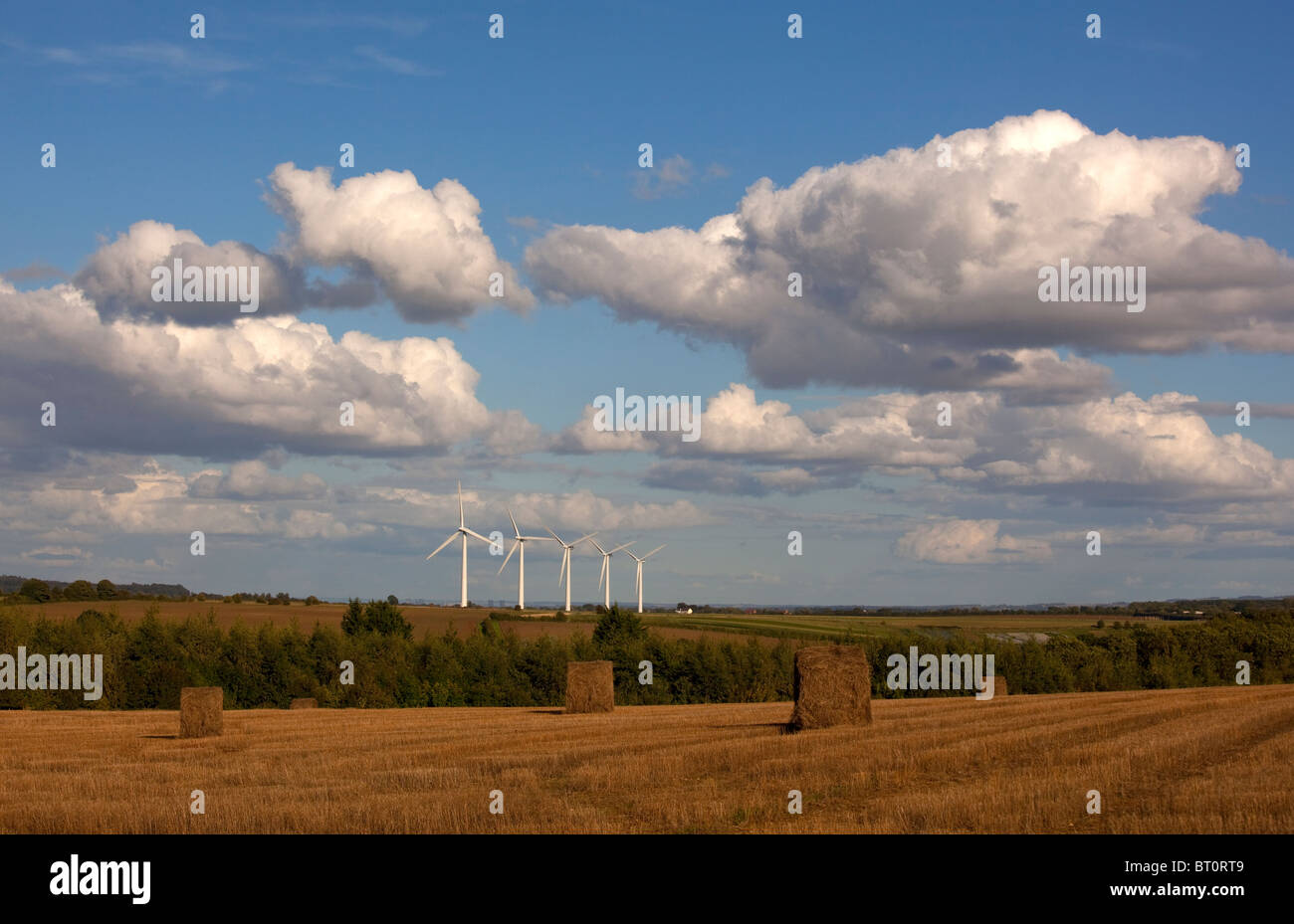 Windpark Turbine, Watchfield, Wiltshire, England Stockfoto