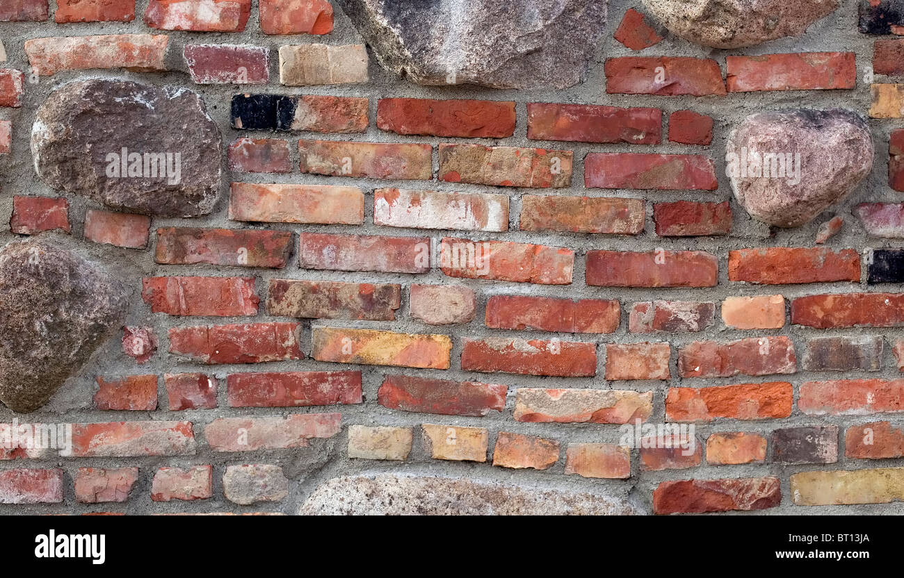 Es gibt alte Vintage Wand aus Ziegeln und Zement Stockfoto