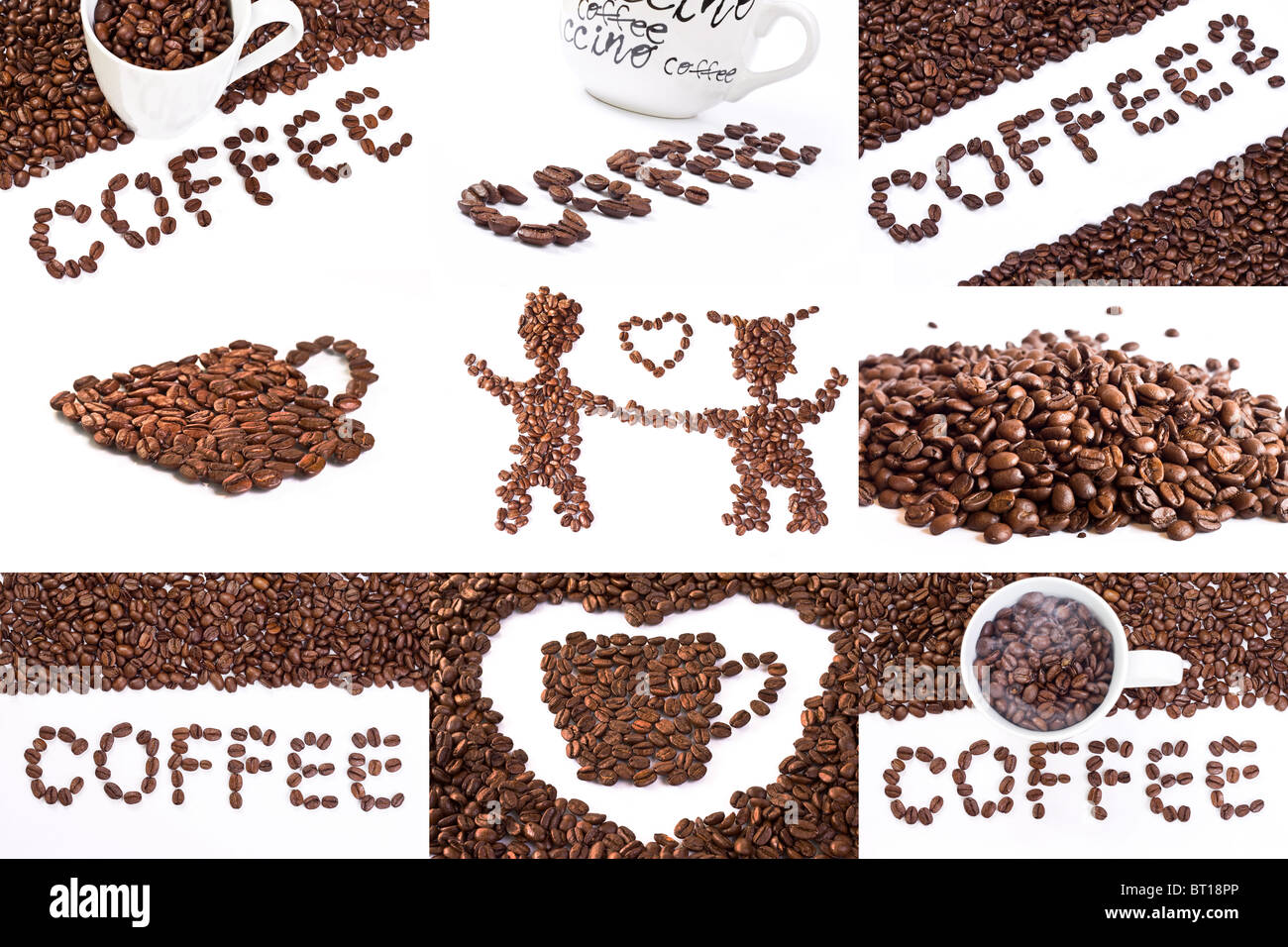 XXXL Auswahl an Studio-Aufnahmen von Kaffee. Stockfoto