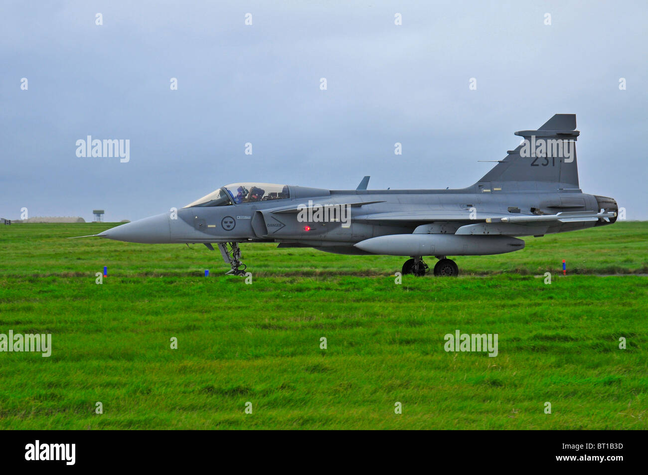Saab JAS 39 Gripen einzelnes engined schnell militärische schwedischen Kampfjet Flugzeug.  SCO 6853 Stockfoto