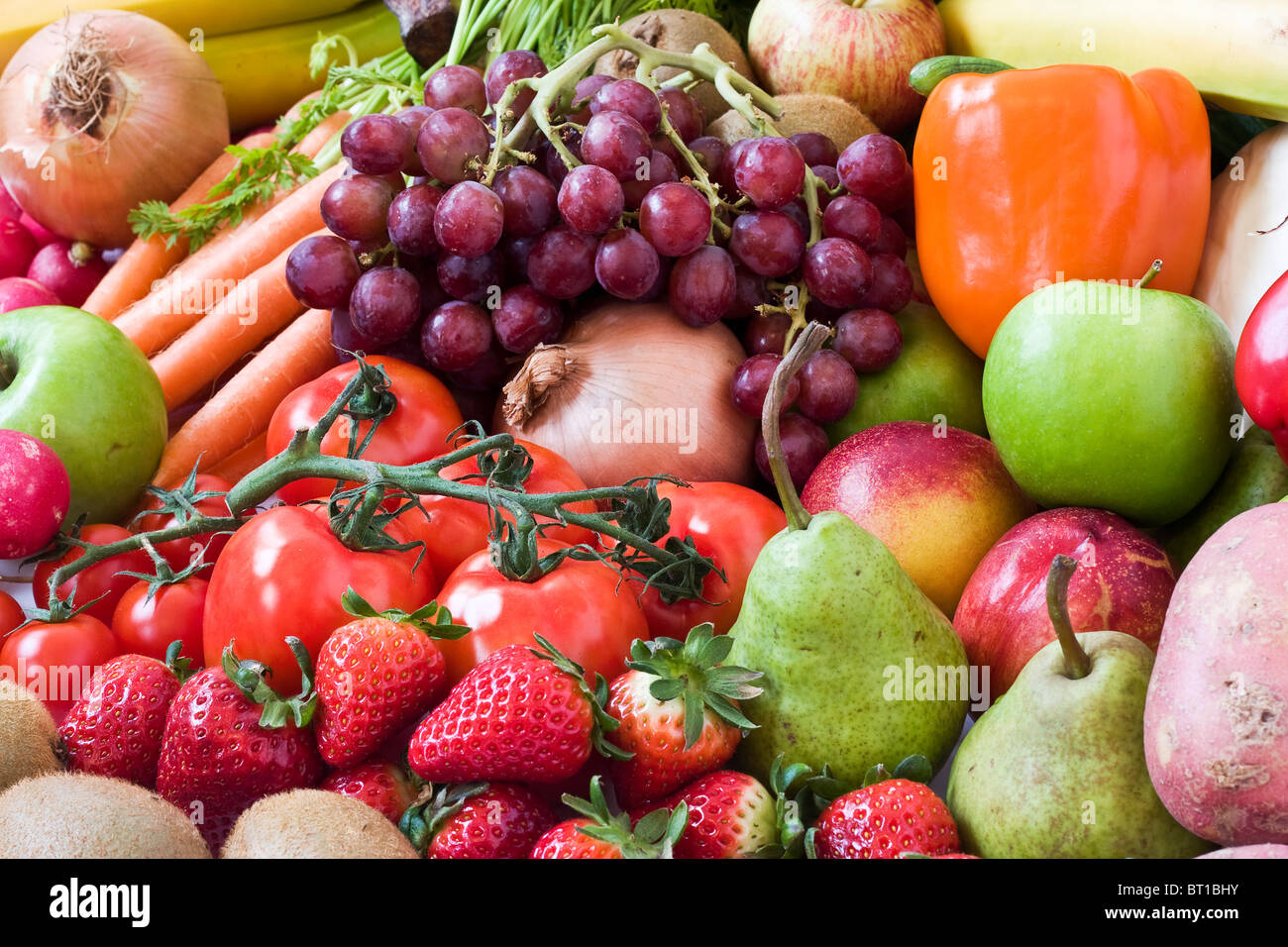 Aufnahme von Obst und Gemüse hautnah Stockfoto