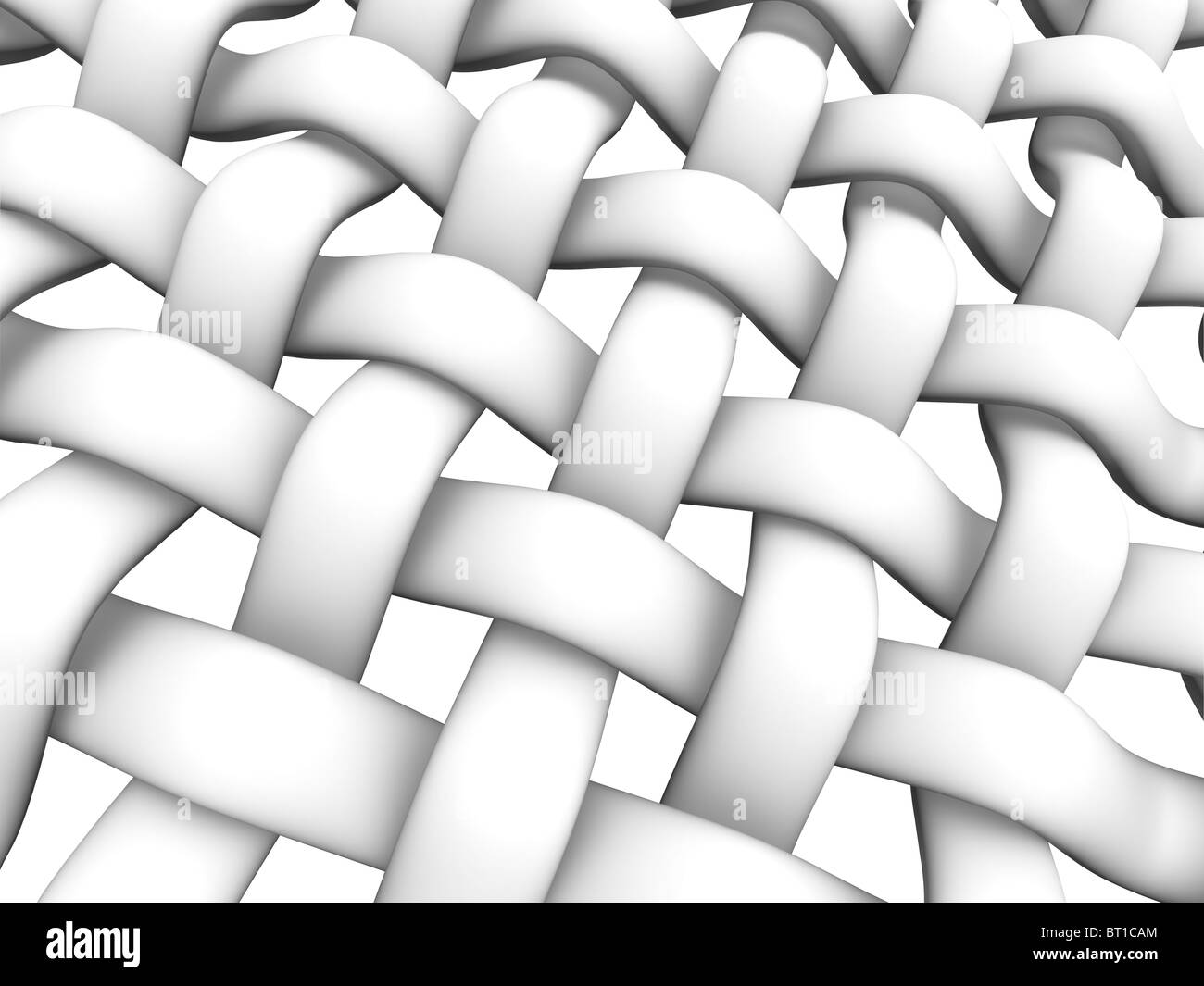 3D Abbildung des interlaced Faser auf weißem Hintergrund gerendert Stockfoto