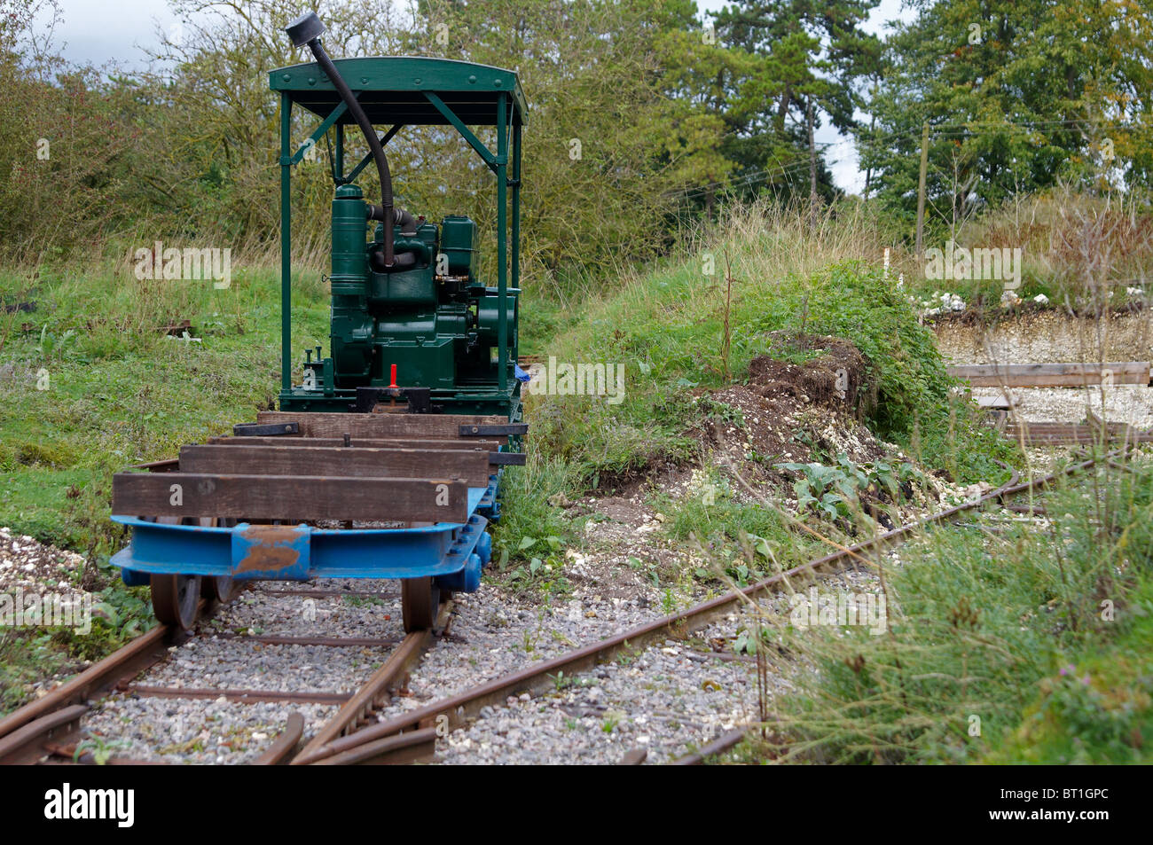 Demonstration industrielle Schmalspur Eisenbahnlinie Reichskolonialamtes Wasserwerk Museum in Hampshire, England Stockfoto
