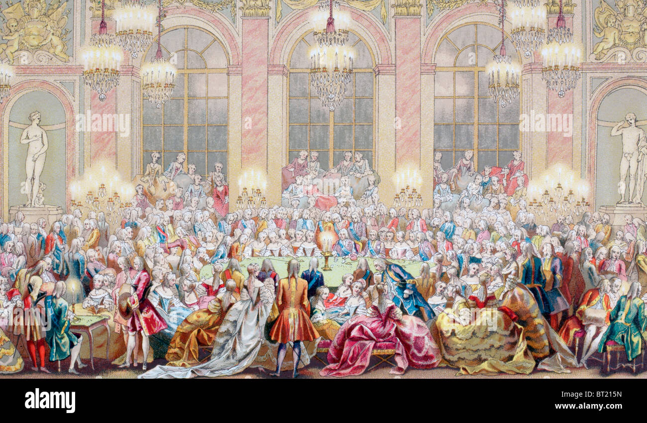 Partei in Versailles, Ehe Louis, Dauphin von Frankreich, Maria Teresa Rafaela, Infantin von Spanien zu feiern. Stockfoto