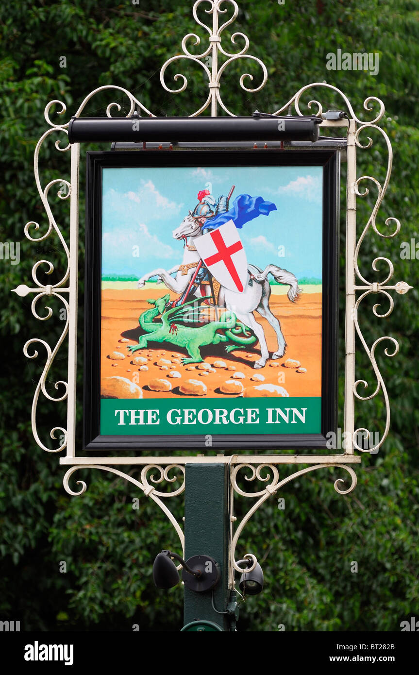 The George, englischer Pub Schild, Oxford, Großbritannien. Stockfoto