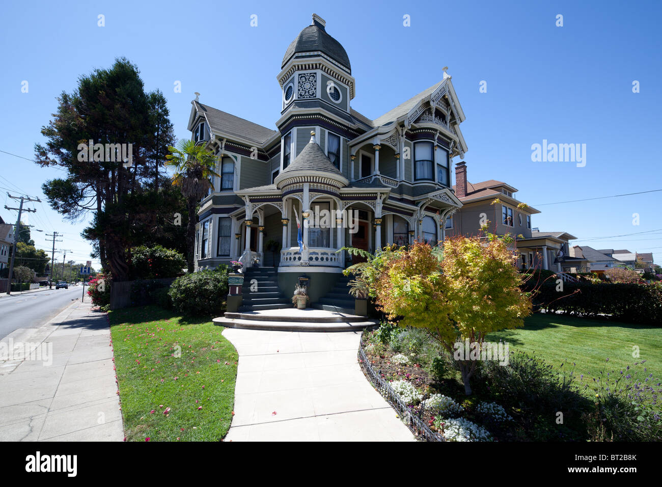 Viktorianische Häuser in Alameda, Kalifornien. Stockfoto