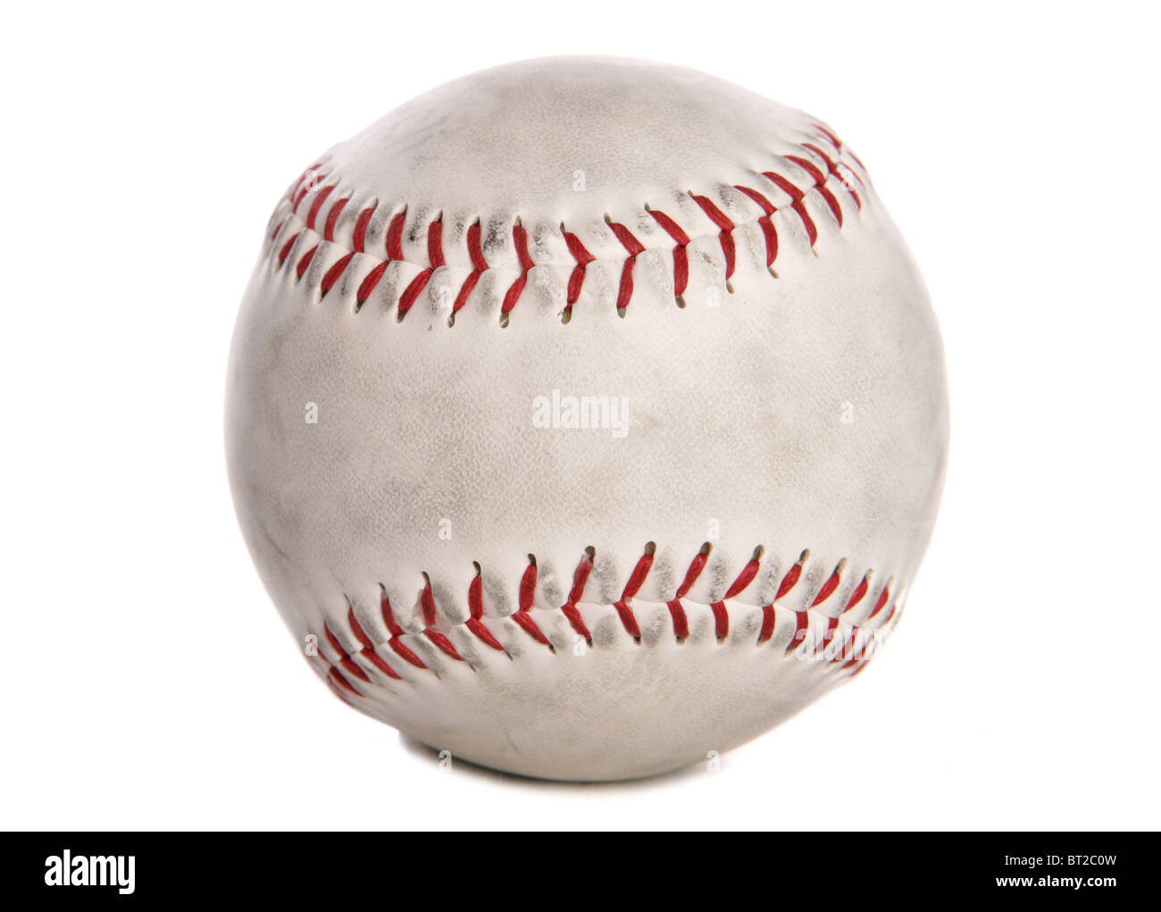 Gebrauchte weiße Baseball-Studio-Ausschnitt Stockfoto
