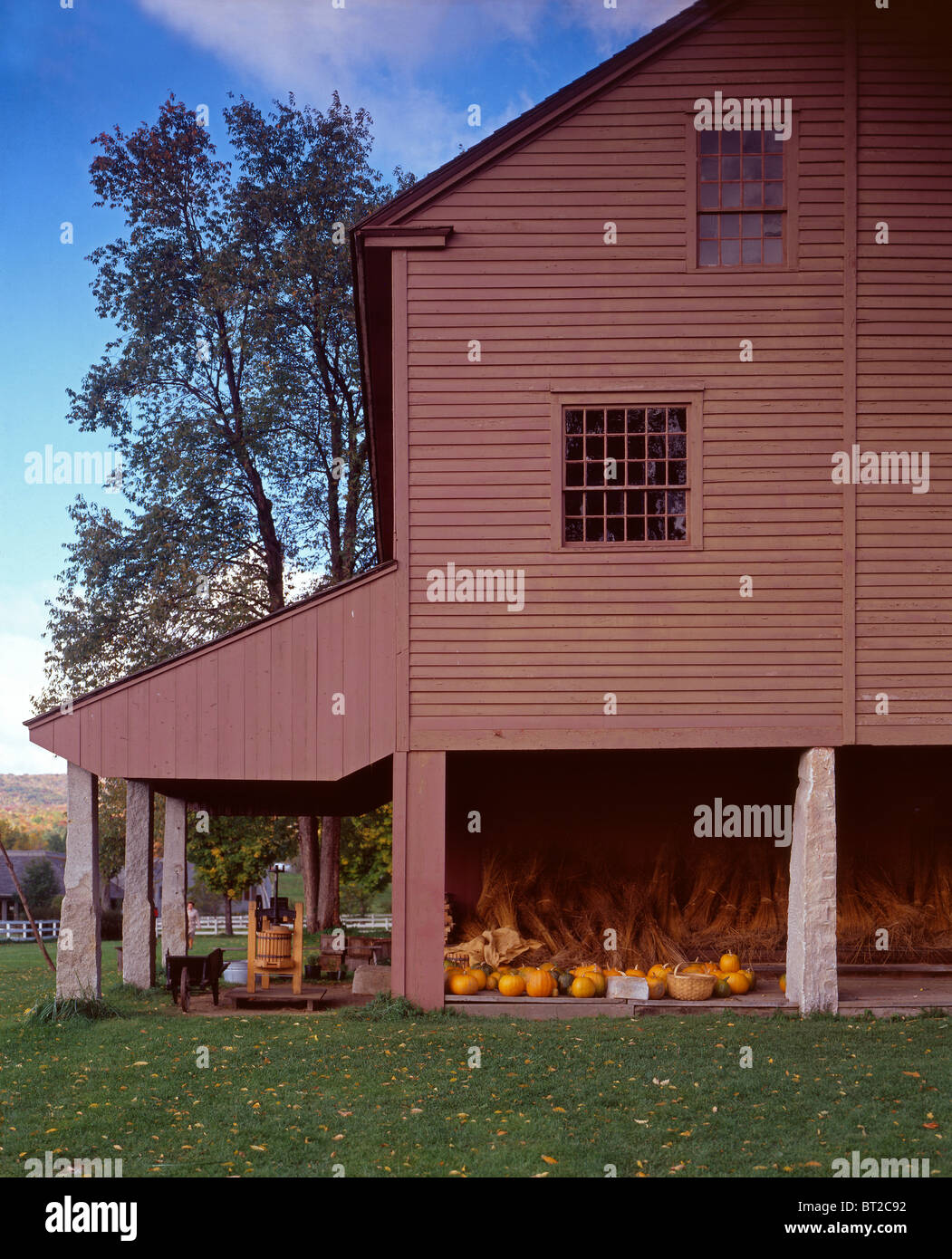 Wäsche und Maschine Haus am Hancock Shaker Gemeinde in Massachussetts. Stockfoto