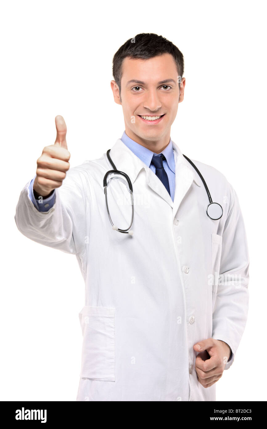 Glücklich männlichen Arzt mit Daumen nach oben Stockfoto