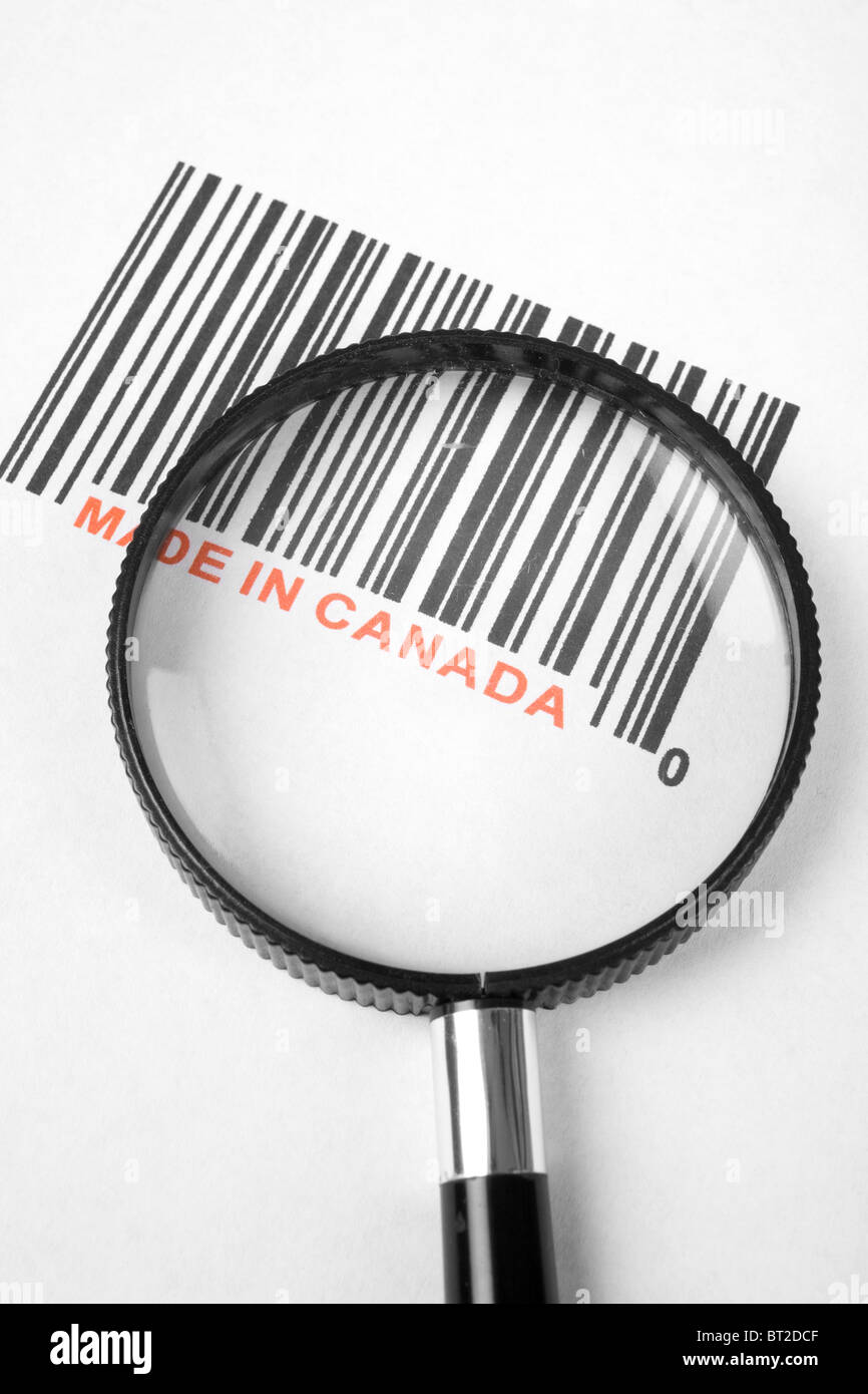 Hergestellt in Kanada und Barcode, Business-Konzept Stockfoto