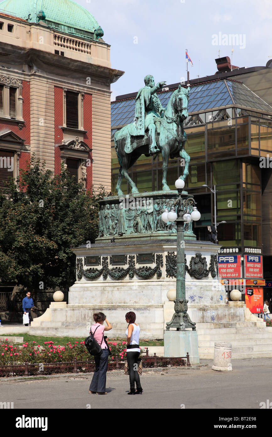 Serbien, Belgrad, Prinz Mihailo Statue, Platz der Republik, Stockfoto