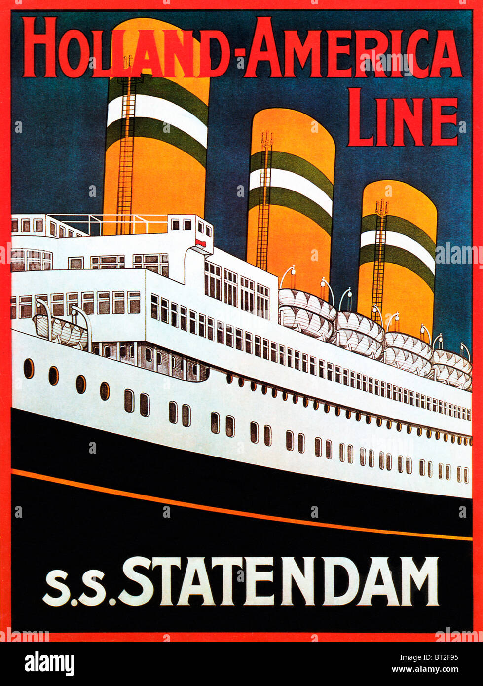 SS Statendam, 1930er Jahre Poster für die Holland-America Line Transatlantik Liner, der dritte dieses Namens Stockfoto