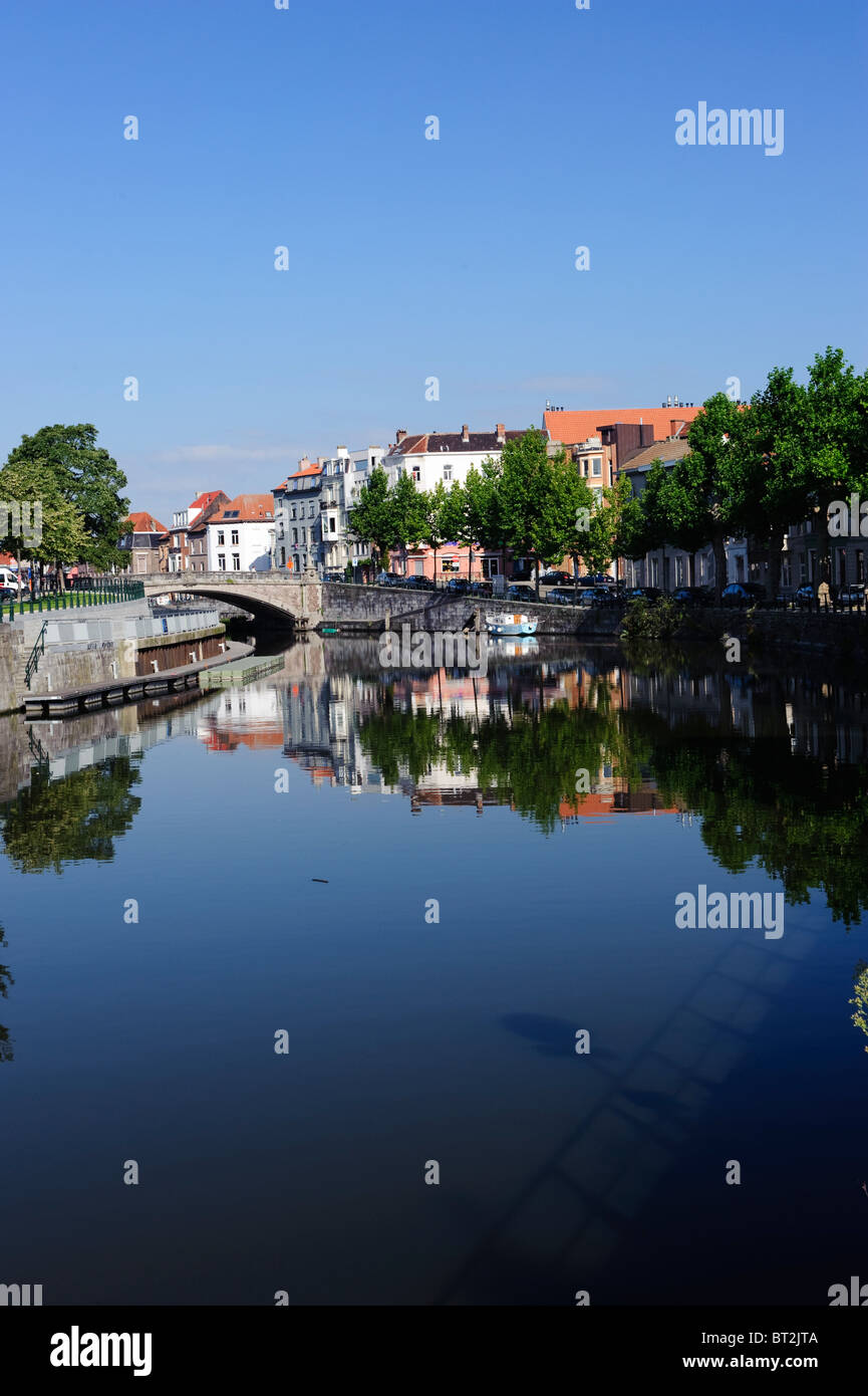 Fluss Leie in Gent, Belgien Stockfoto