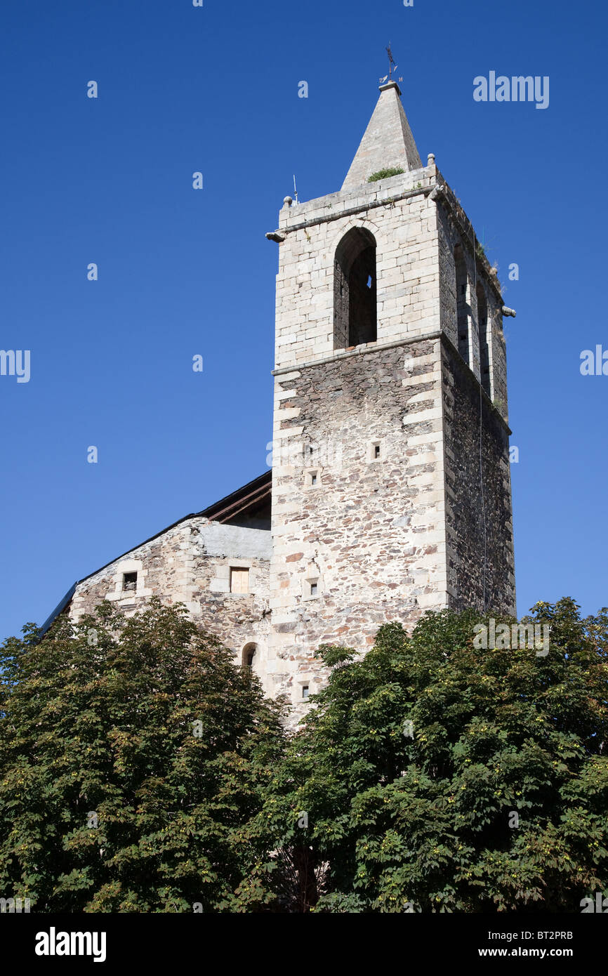 Kirchturm Llivia Catalunya Pyrenäen Spanien Stockfoto