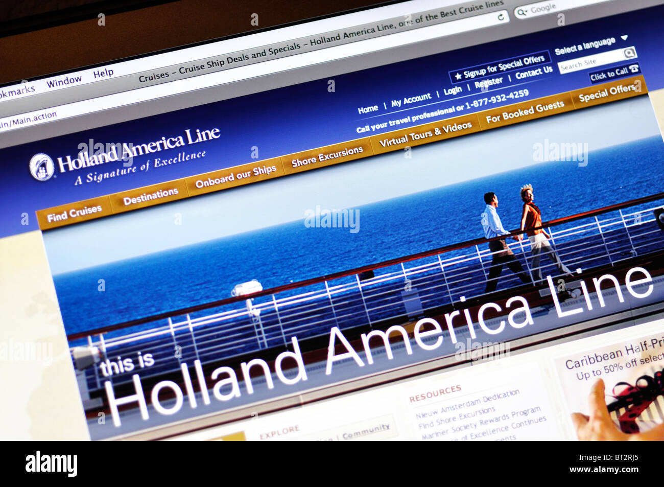 Holland America Line Kreuzfahrten Webseite Stockfoto