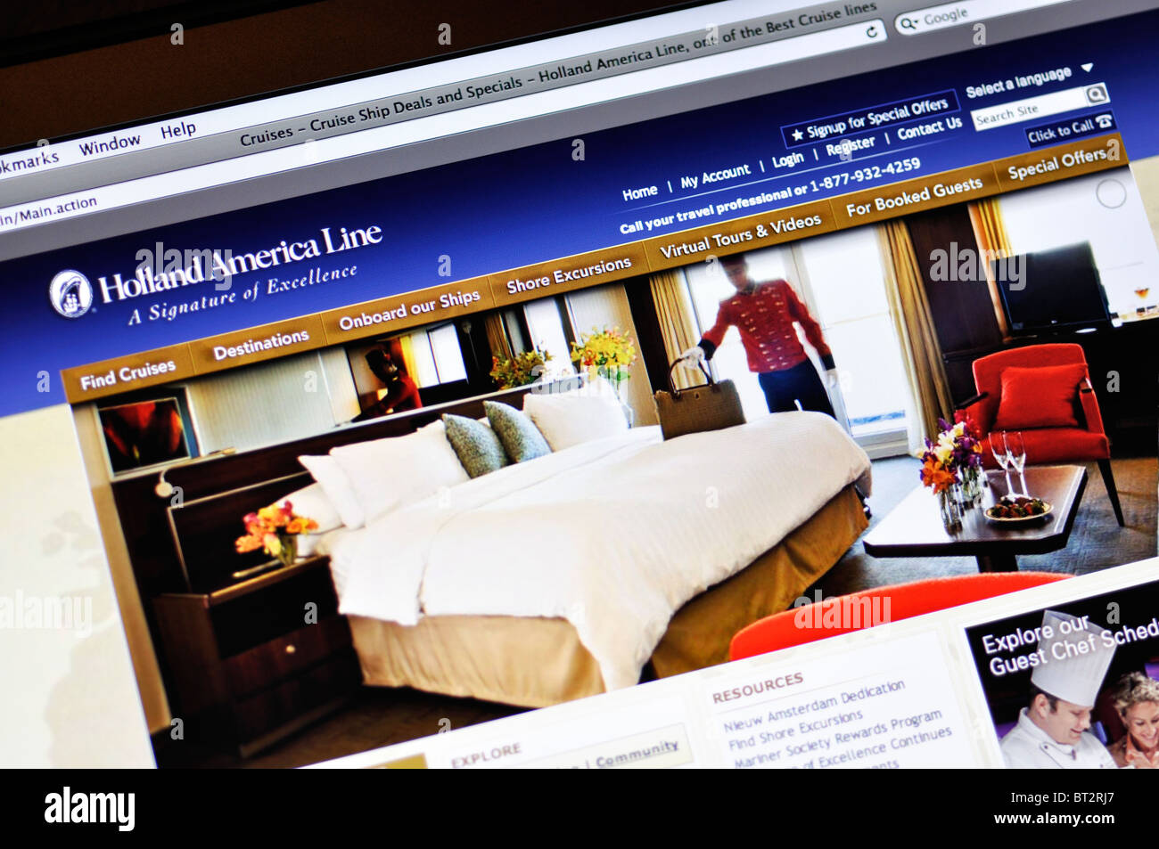 Holland America Line Kreuzfahrten Webseite Stockfoto
