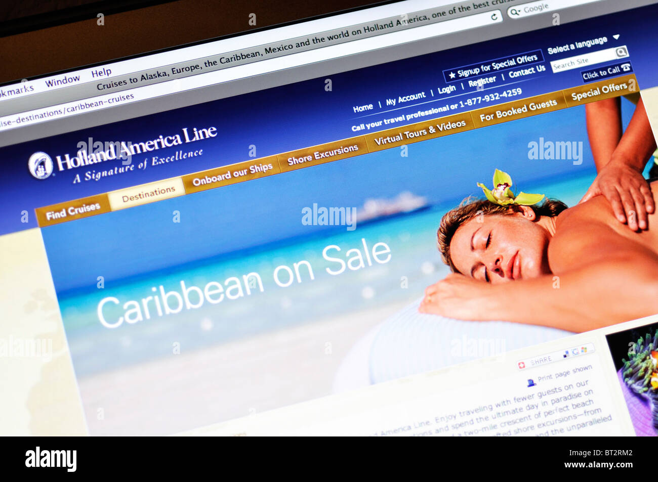 Holland America Line Kreuzfahrten Webseite Stockfoto