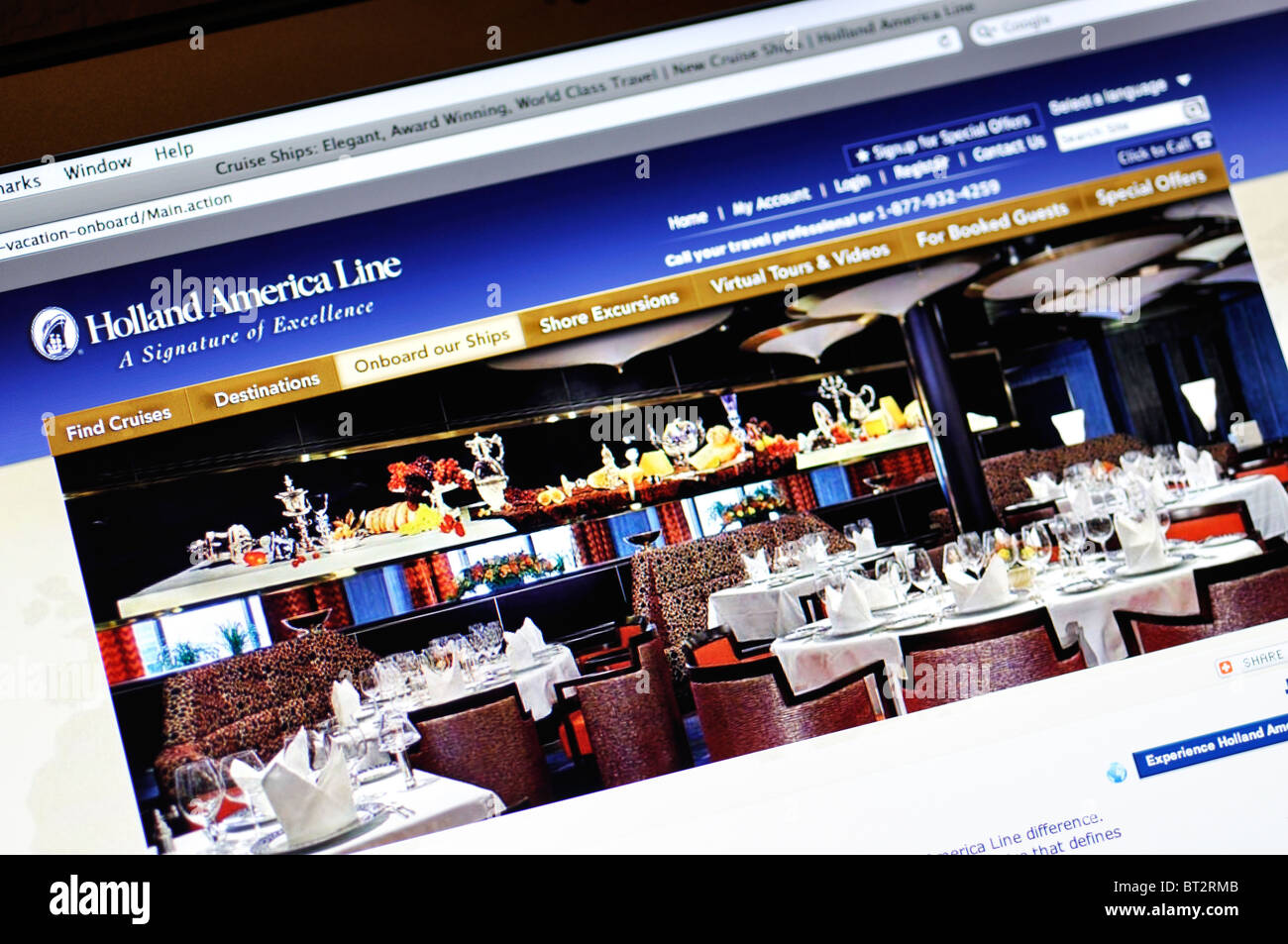 Holland America Line Kreuzfahrten Webseite Stockfoto