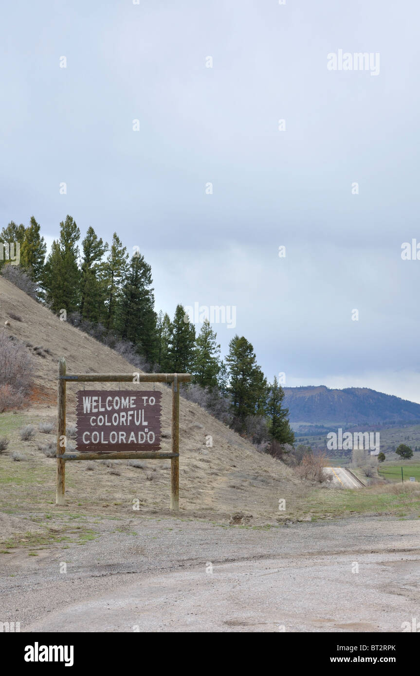 "Welcome to Colorado" Straße Zeichen, CO, USA Stockfoto