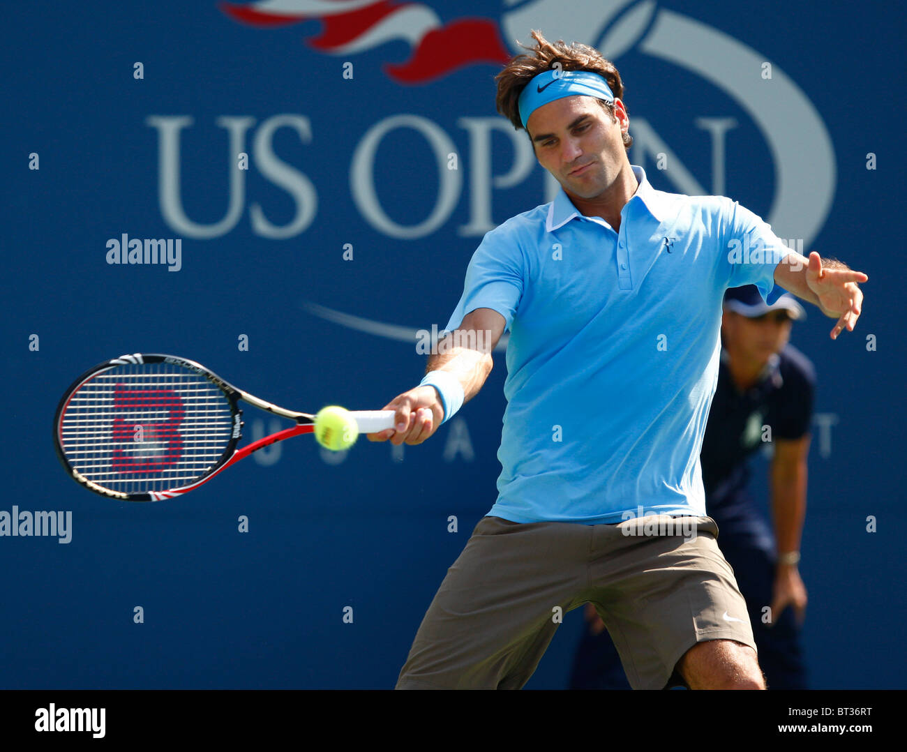 Roger Federer der Schweiz in Aktion bei den US Open 2010 Stockfoto