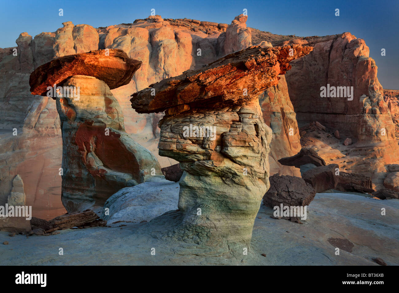 Sandstein Hoodoos Zeitpunkt Zuchthengst in der Glen Canyon Nation Recreation Area Stockfoto