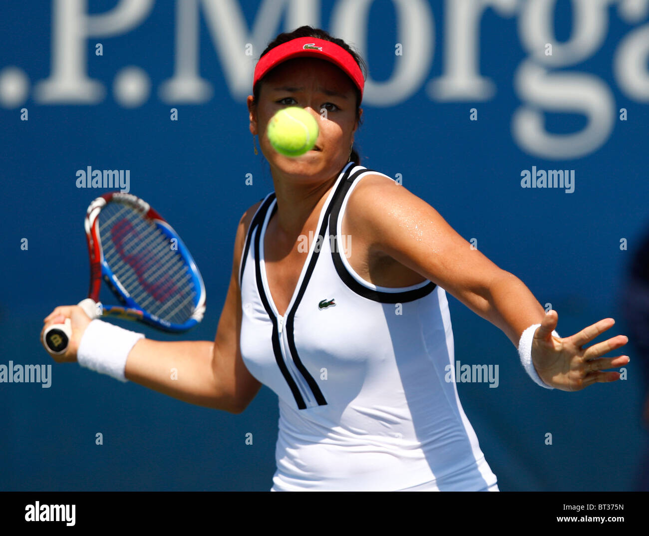 Yung-Jan Chan von Chinese Taipeh in Aktion bei den US Open 2010 Stockfoto