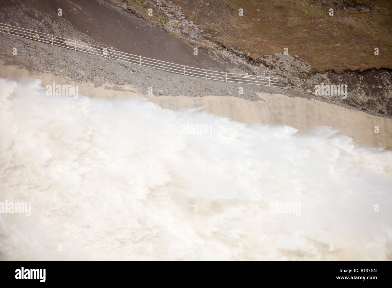 Kárahnjúkar und Halslon Reservoir, ein gewaltiges neues Contorversial Wasserkraft Strom-Projekt in North East Island Stockfoto