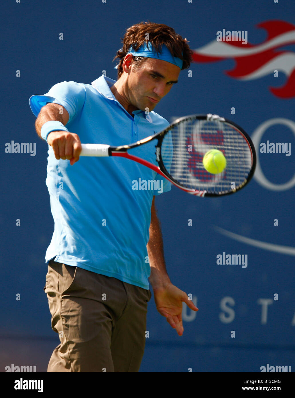 Roger Federer der Schweiz in Aktion bei den US Open 2010 Stockfoto